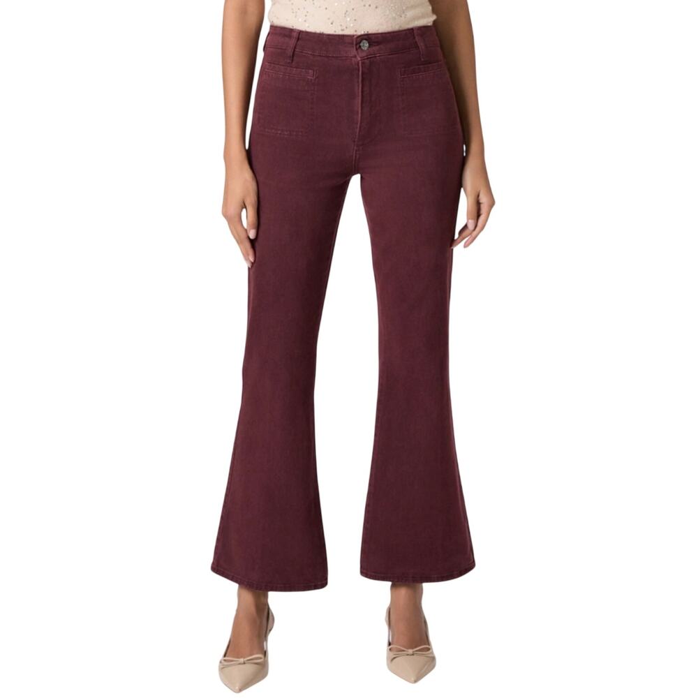 PAIGE NWT Marlow Skimmer Flare Jeans Cropped High Rise Vintage Canewood Size 23